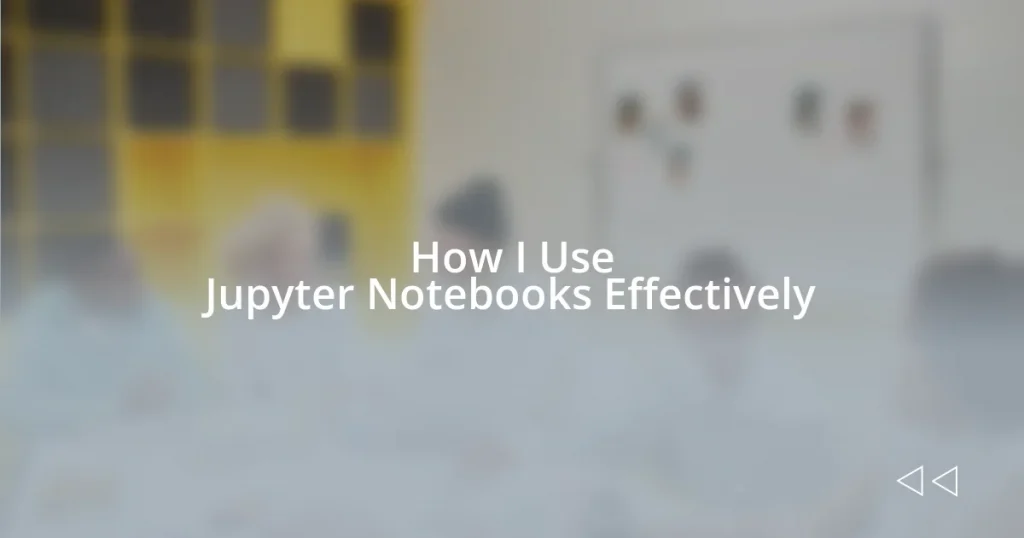 How I Use Jupyter Notebooks Effectively