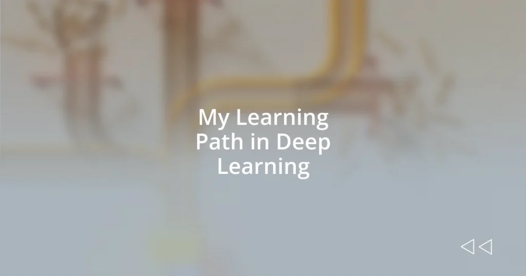 My Learning Path in Deep Learning