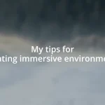 My tips for creating immersive environments