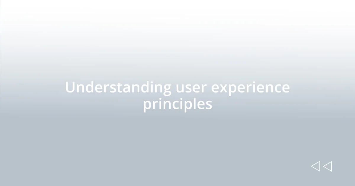 Understanding user experience principles