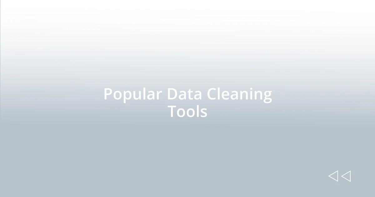 Popular Data Cleaning Tools