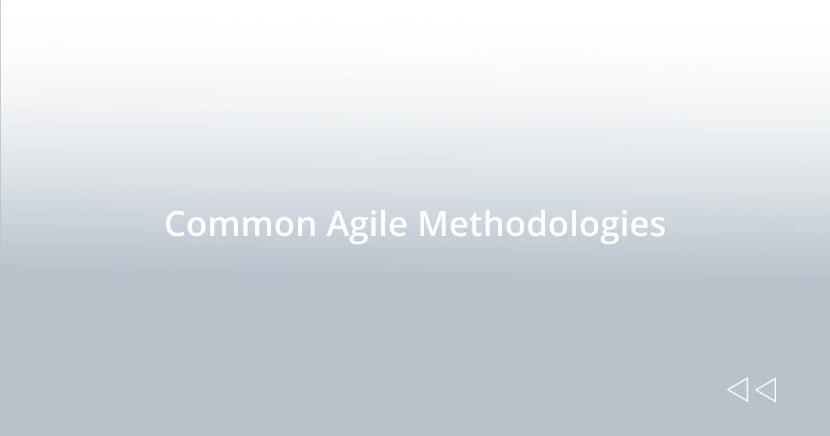 Common Agile Methodologies